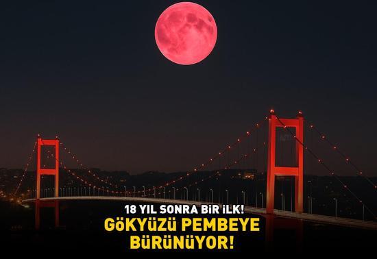 18 yıl sonra bir ilk Gökyüzü pembeye bürünüyor Çilek Dolunayı için tüm gözler saat 03.44’te